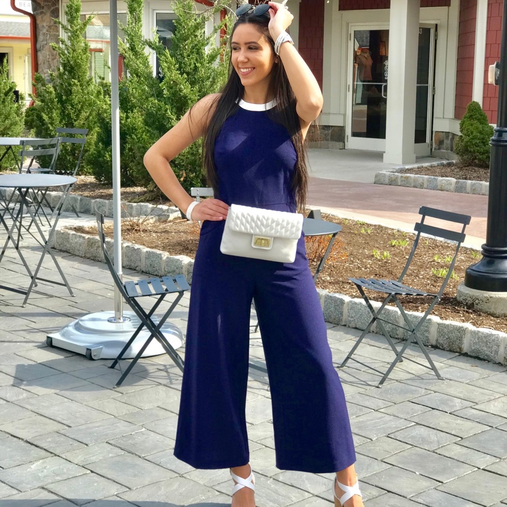 💗KARL LAGERFELD Wide Leg Navy Blue Jumpsuit